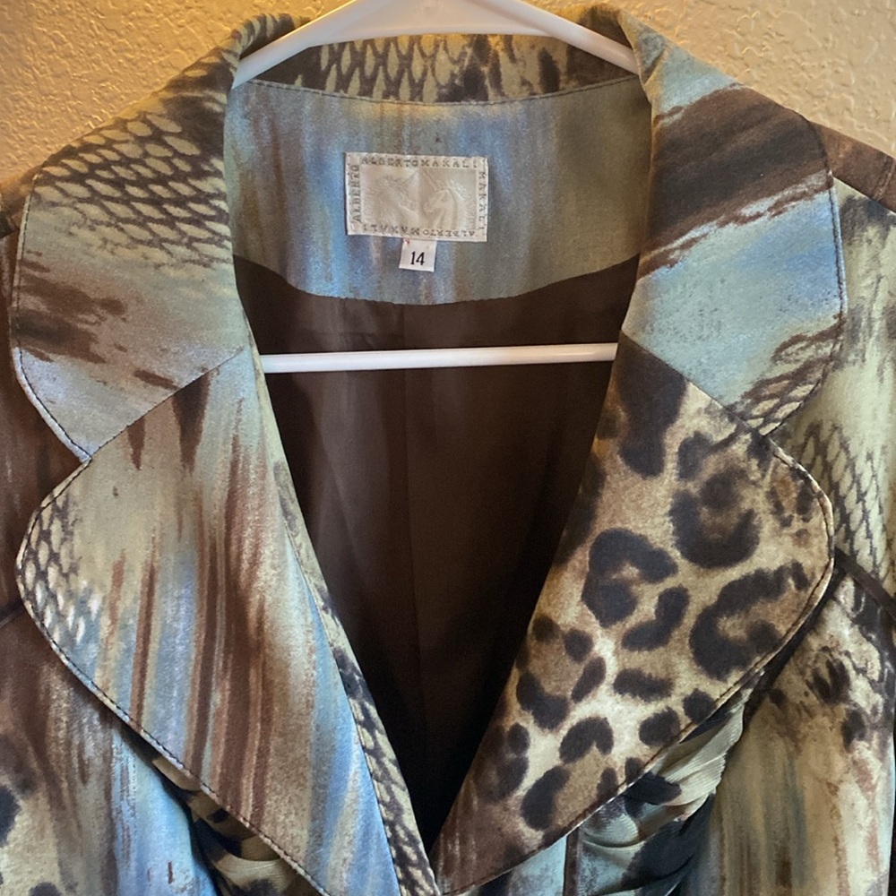 Alberto Makali Brown Tan Blazer with Animal Print/ Size 14 - Picture 3 of 7